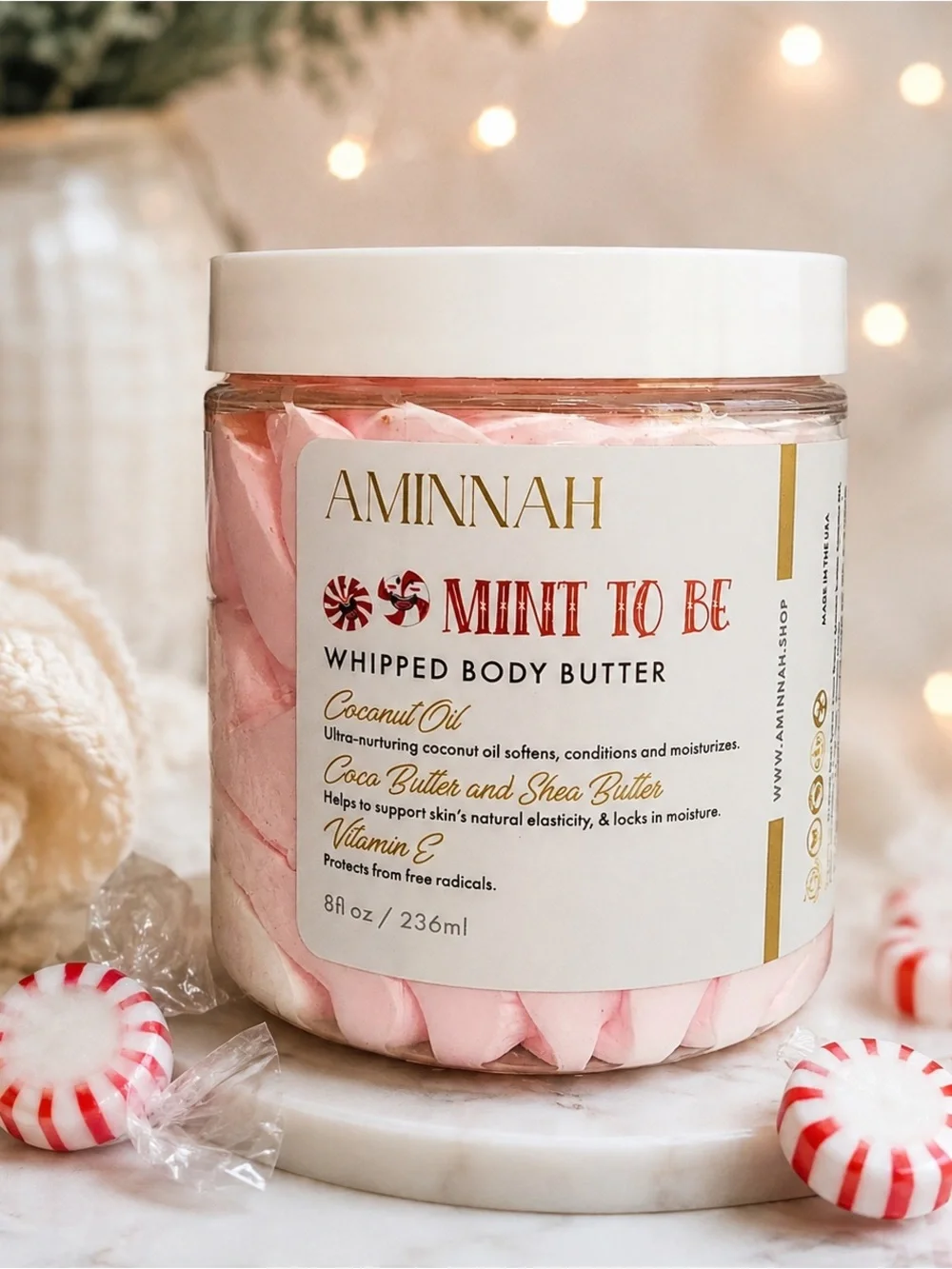 AMINNAH Mint To Be Whipped Body Butter 8 oz | Peppermint